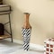 Uniquewise White striped and brown Metal Floor Vase Home Decor for Flowers and Artificial Floral Arrangements QI004522 - alternate 2